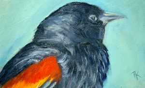 Red-tipped Blackbird, 2014. (Oil, 4 x 6)